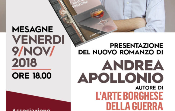 ASSOCIAZIONE DI VITTORIO MESAGNE: ANDREA APOLLONIO PRESENTA IL SUO NUOVO ROMANZO-NOIR